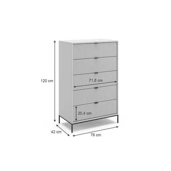 Commode 5 tiroirs design grise Commode grise Commode chambre moderne Commode salon