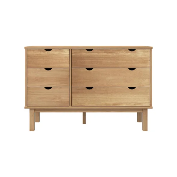 Commode 6 tiroirs 111 cm Pin Massif Naturel Commode Chambre Commode de Salon