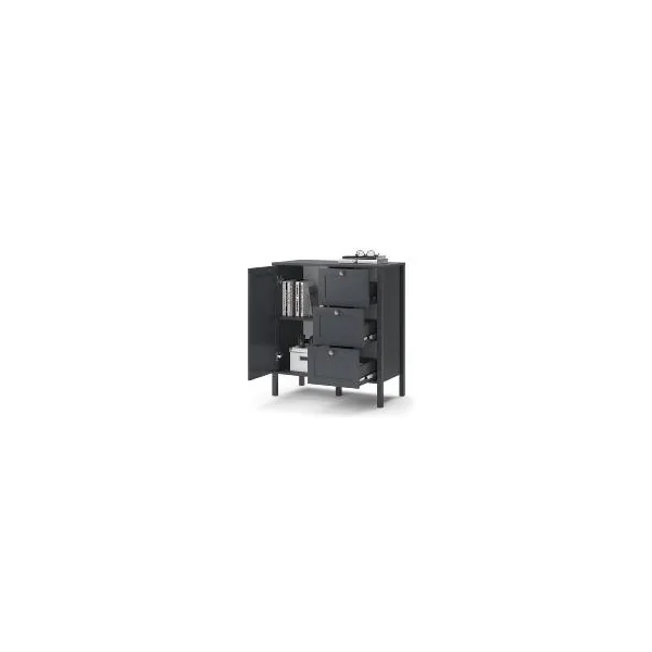 Commode anthracite 3 tiroirs 1 placard commode moderne commode chambre salle à manger