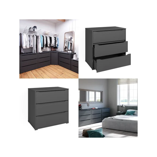 Commode anthracite 3 tiroirs Commode moderne Commode chambre Commode salle à manger