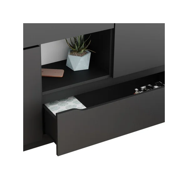 Commode anthracite Commode 4 tiroirs moderne Commode salon Commode chambre