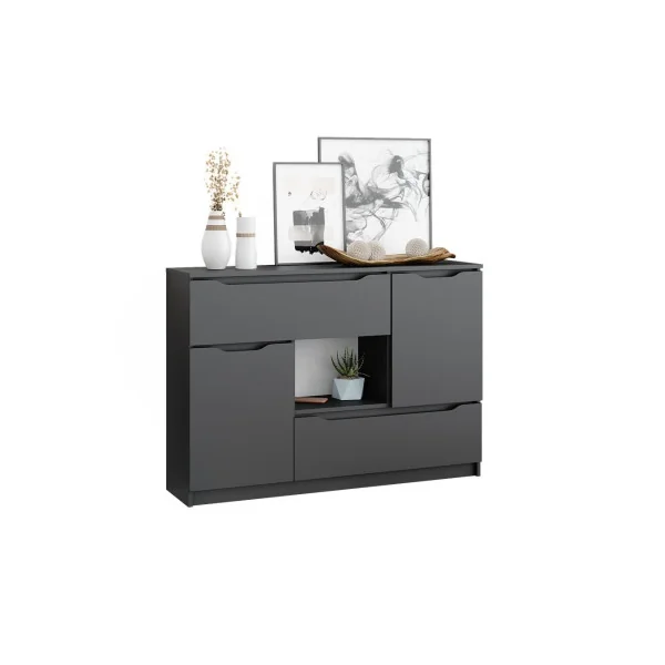 Commode anthracite Commode 4 tiroirs moderne Commode salon Commode chambre