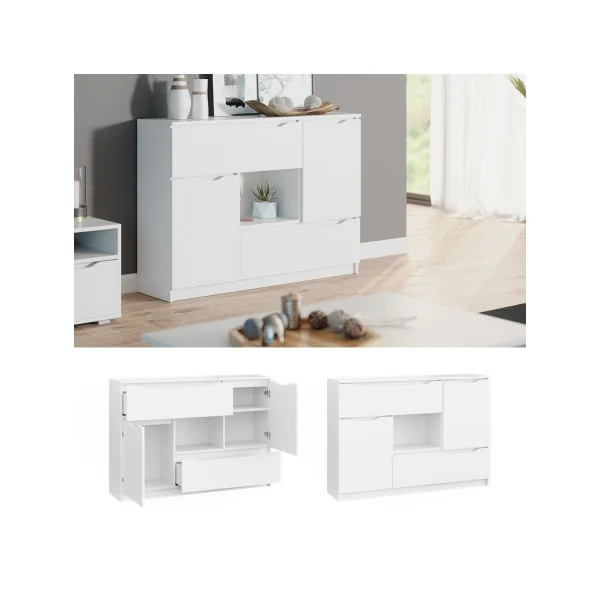 Commode blanche Commode 4 tiroirs moderne Commode salon Commode chambre