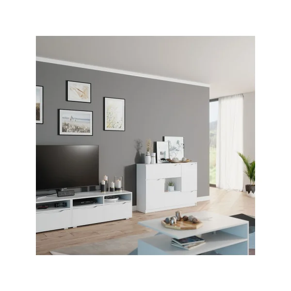 Commode blanche Commode 4 tiroirs moderne Commode salon Commode chambre