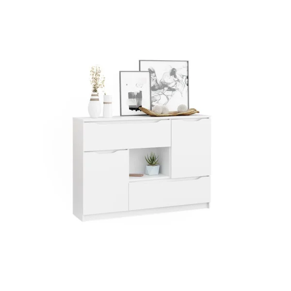 Commode blanche Commode 4 tiroirs moderne Commode salon Commode chambre