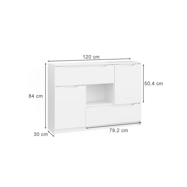 Commode blanche Commode 4 tiroirs moderne Commode salon Commode chambre