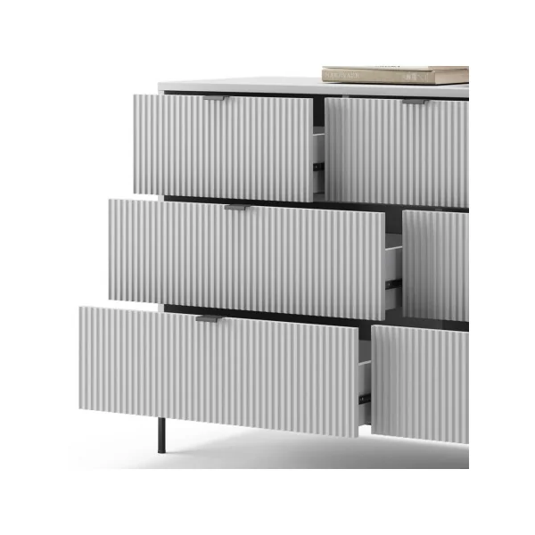 Commode de salon gris design Commode grise 7 tiroirs Commode chambre moderne