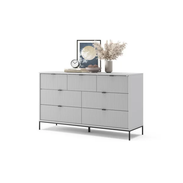 Commode de salon gris design Commode grise 7 tiroirs Commode chambre moderne