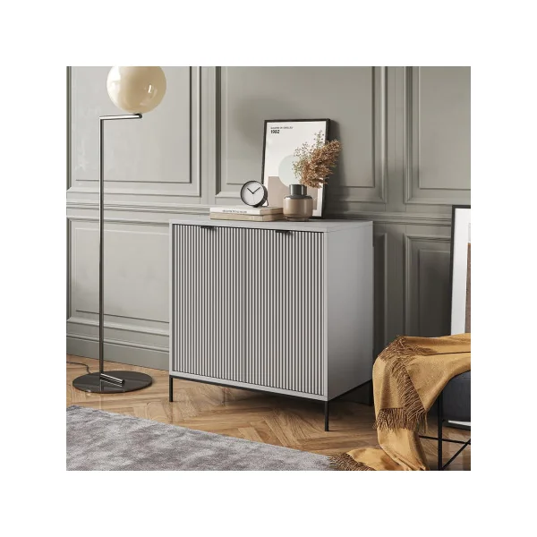 Commode grise design graphique avec placard Commode de salon Commode chambre moderne