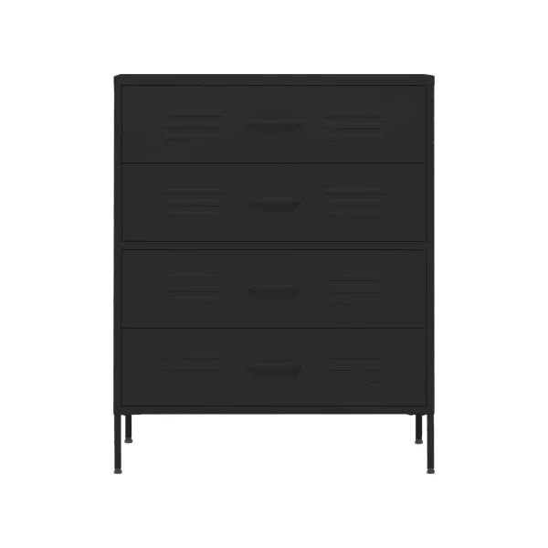 Commode Noir 4 tiroirs en Acier Commode Salon Commode Chambre