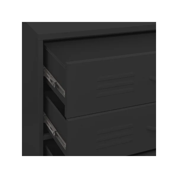 Commode Noir 4 tiroirs en Acier Commode Salon Commode Chambre