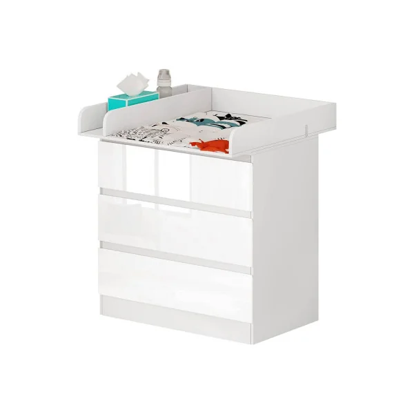 Commode à langer 3 tiroirs table à langer blanche commode avec plan langer amovible