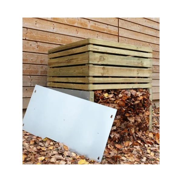 Composteur en pin massif 415L Composteur en bois et acier Composteur de jardin Composteur déchets organiques