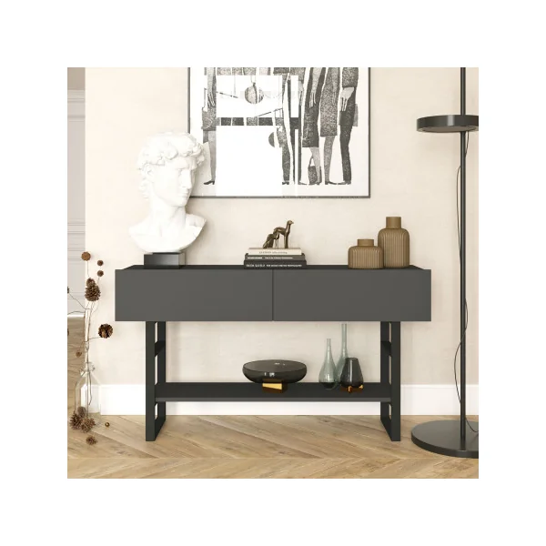 Console Anthracite Tendance Métal Table d'Entrée Console de Salon Moderne