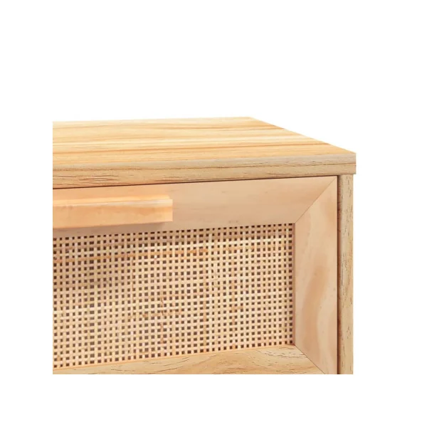 Console En pin Massif 2 Tiroirs Console Naturel et Rotin Naturel Console Scandinave