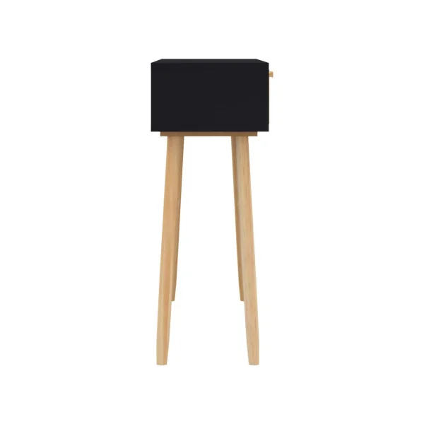 Console En pin Massif 2 Tiroirs Console Naturel et Rotin Noir Console Scandinave