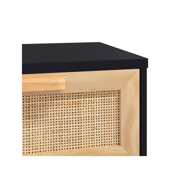 Console En pin Massif 2 Tiroirs Console Naturel et Rotin Noir Console Scandinave
