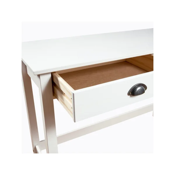 Console pin massif blanc Console 2 tiroirs Console blanche 110 cm Meuble d'entrée
