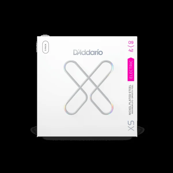 Cordes D'Addario XS Nickel avec revêtement pour guitare électrique, 09-42 Super Light, pack de 3 jeux - jeu de 6 cordes