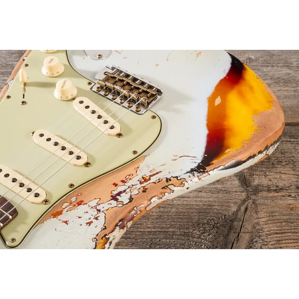 Custom Shop Bone Tone Stratocaster #CZ583129 - super heavy relic sonic blue o. 3-color sunburst