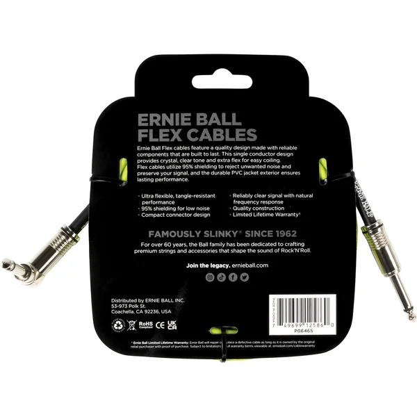 Câble instrument Flex jack/jack coudé 3m vert