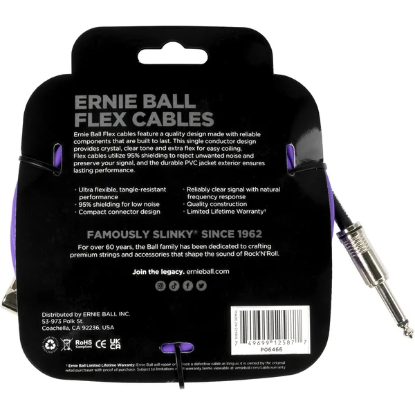 Câble instrument Flex jack/jack coudé 6m violet