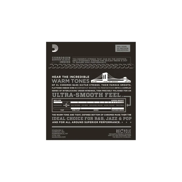 D'Addario ECB81 Chromes cordes basses à filet plat 45/100
