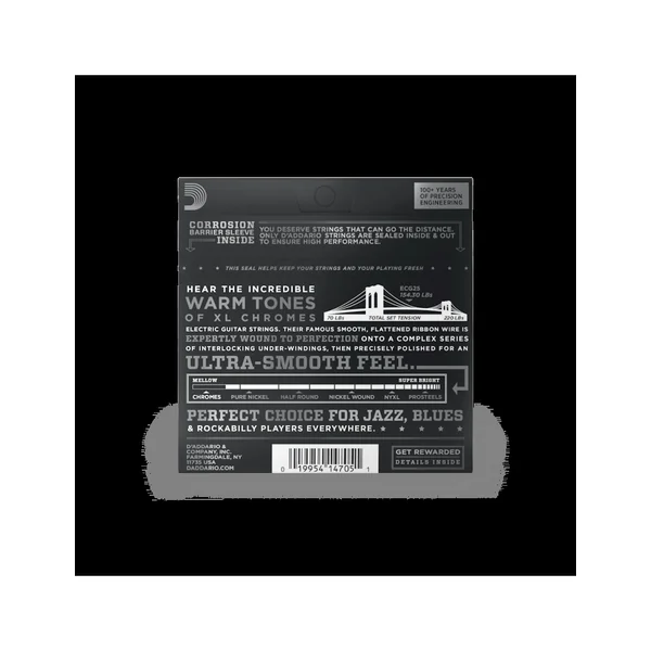 D'Addario ECG25 Cordes Electriques Filet Plat Chromes 12/52