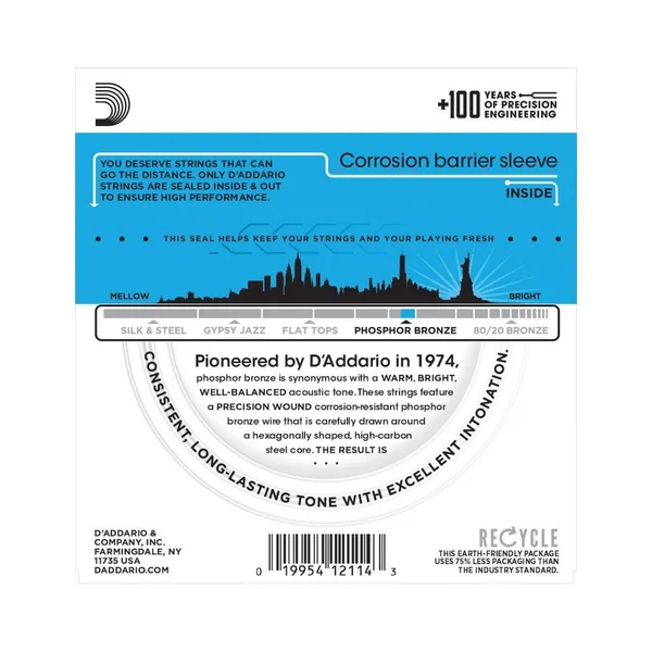 D'Addario EJ16 cordes acoustiques phosphore bronze 12/53