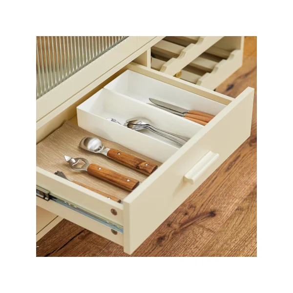 Desserte de Cuisine Beige Îlot Central de Cuisine Chariot de cuisine Servante de cuisine