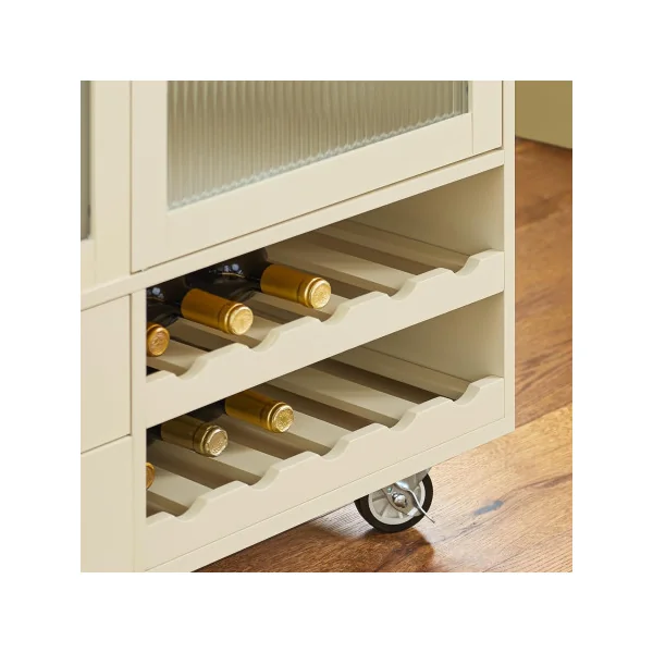 Desserte de Cuisine Beige Îlot Central de Cuisine Chariot de cuisine Servante de cuisine