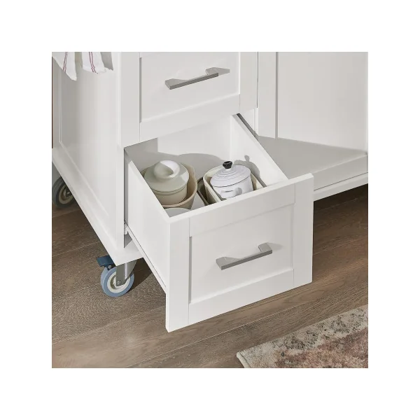Desserte de cuisine blanche mobile Ilot de cuisine plateau Inox Chariot de cuisine