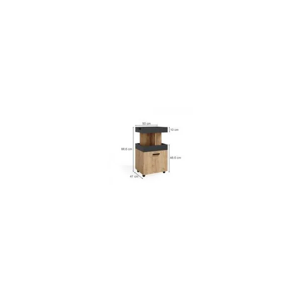 Desserte de cuisine chêne et anthracite mobile chariot de cuisine minibar ambulant
