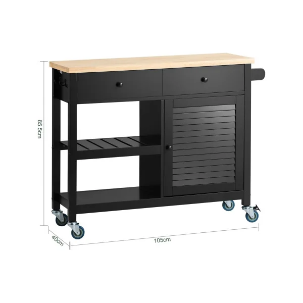 Desserte de cuisine de Luxe noir Chariot de service Meuble rangement cuisine mobile Servante cuisine