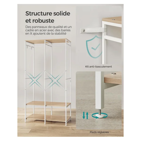 Dressing Industriel Beige Penderie Ouverte industrielle Penderie d'entrée Dressing chambre Armoire Vêtements