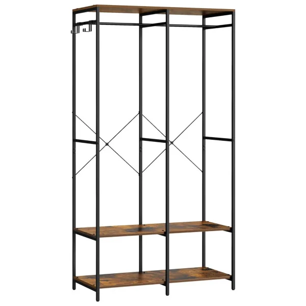 Dressing Industriel Marron Rustique Penderie Ouverte industrielle Penderie d'entrée Dressing chambre Armoire Vêtements