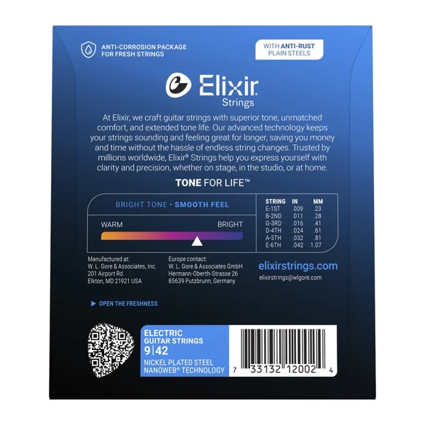 Elixir 12002 Nanoweb cordes électriques nickel super light 09/42