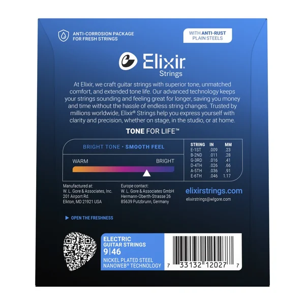 Elixir 12027 Nanoweb Cordes Electriques Nickel 09/46
