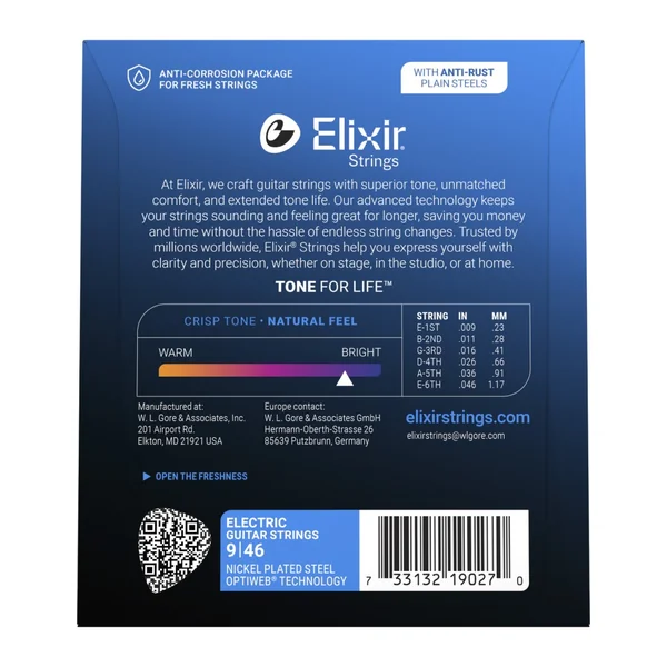 Elixir 19027 Optiweb cordes électriques nickel 09/46