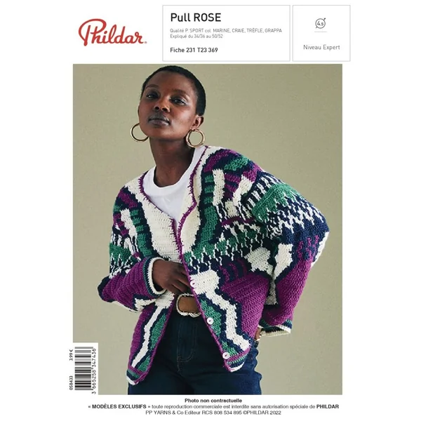 E-MODELE FEMME - GILET ROSE - PHILDAR