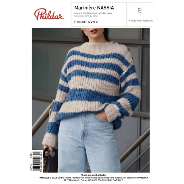 E-MODELE FEMME - MARINIERE NASSIA - TON BLEU - PHILDAR