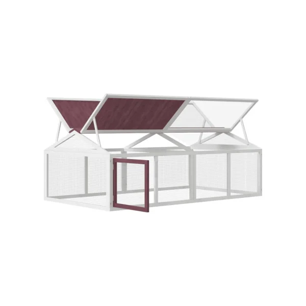 Enclos Rongeur Grillagé en Pin Massif Café et Blanc 200x110 cm Enclos Poule Parc Poule