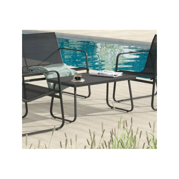 Ensemble salon de jardin 4 places avec plateau table composite fauteuils de jardin salon extérieur