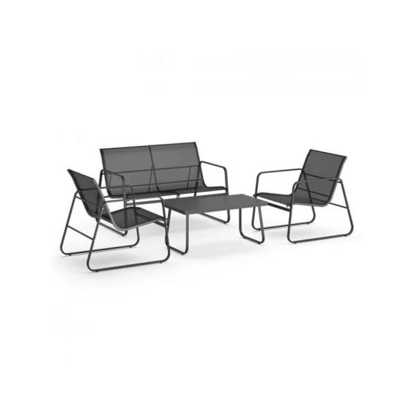 Ensemble salon de jardin 4 places avec plateau table composite fauteuils de jardin salon extérieur