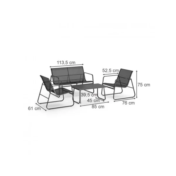 Ensemble salon de jardin 4 places avec plateau table composite fauteuils de jardin salon extérieur