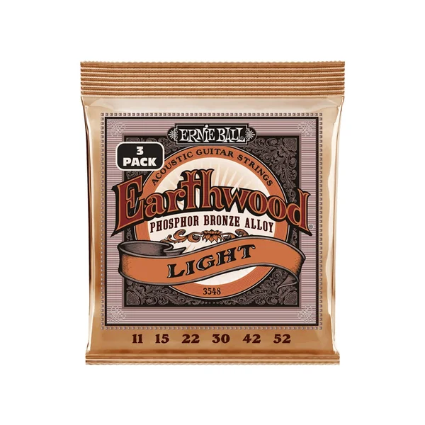 Ernie Ball 3548 pack 3 jeux Earthwood cordes acoustiques phosphore bronze 11/52