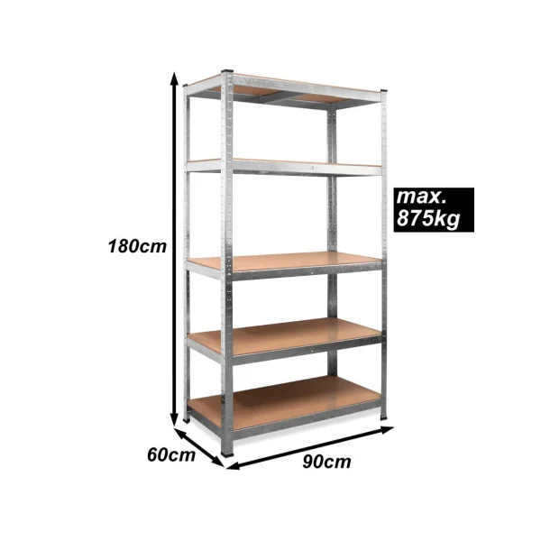 Etagère 90x60x180 cm Rayonnage métallique Etagère métallique industrielle Charge lourde 875 kg