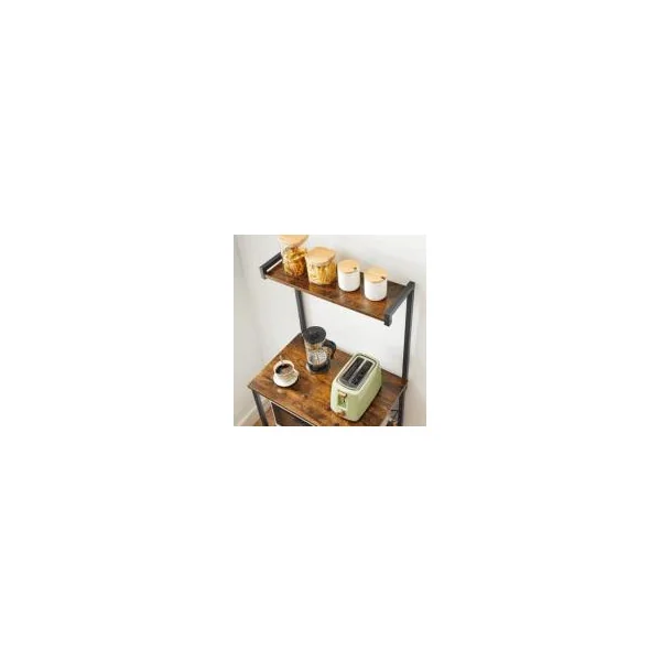 Etagère de rangement pour la cuisine industrielle marron rustique et noir meuble rangement