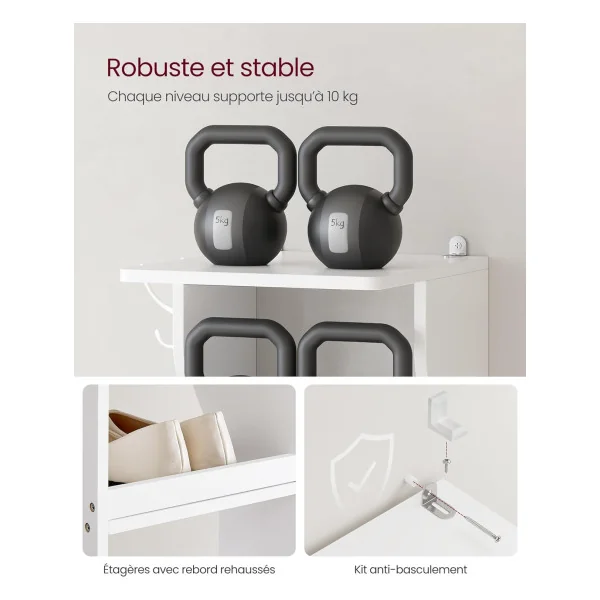 Etagère à chaussures blanc 6 Niveaux Rangement Chaussures Meuble d'Entrée