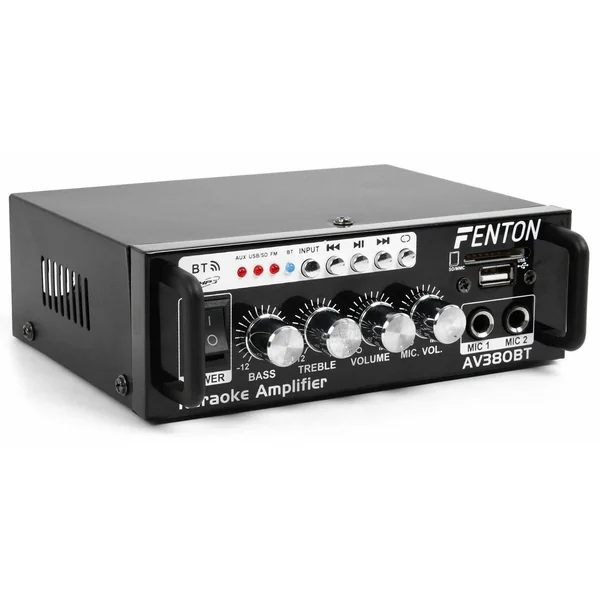 Fenton AV380BT Kit Karaoké avec Amplificateur USB/SD/BT Enceintes et Microphones